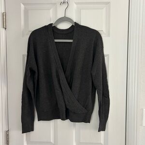 Splendid Dark Gray Wrap V-neck Sweater